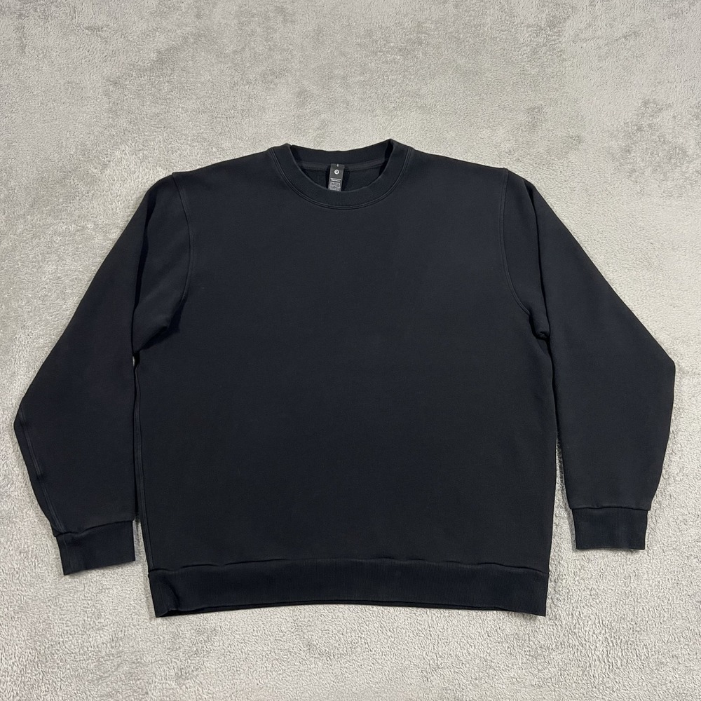 Lululemon Steady State Sweatshirt Mens Large Black SuperLoft Crewneck LM3FABS
